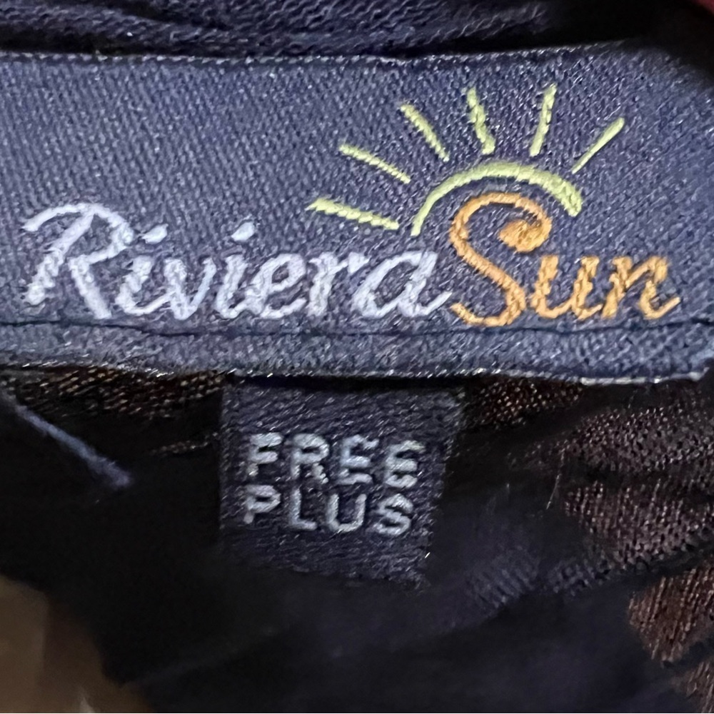 🌊 Riviera Sun Navy Embroidered Handkerchief Hem Dress — Free Plus - Picture 7 of 9